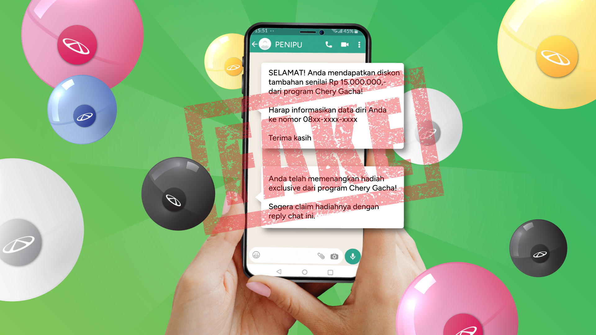 Hati-Hati Modus Penipuan Mengatasnamakan Program Chery Gacha Berhadiah Wonder